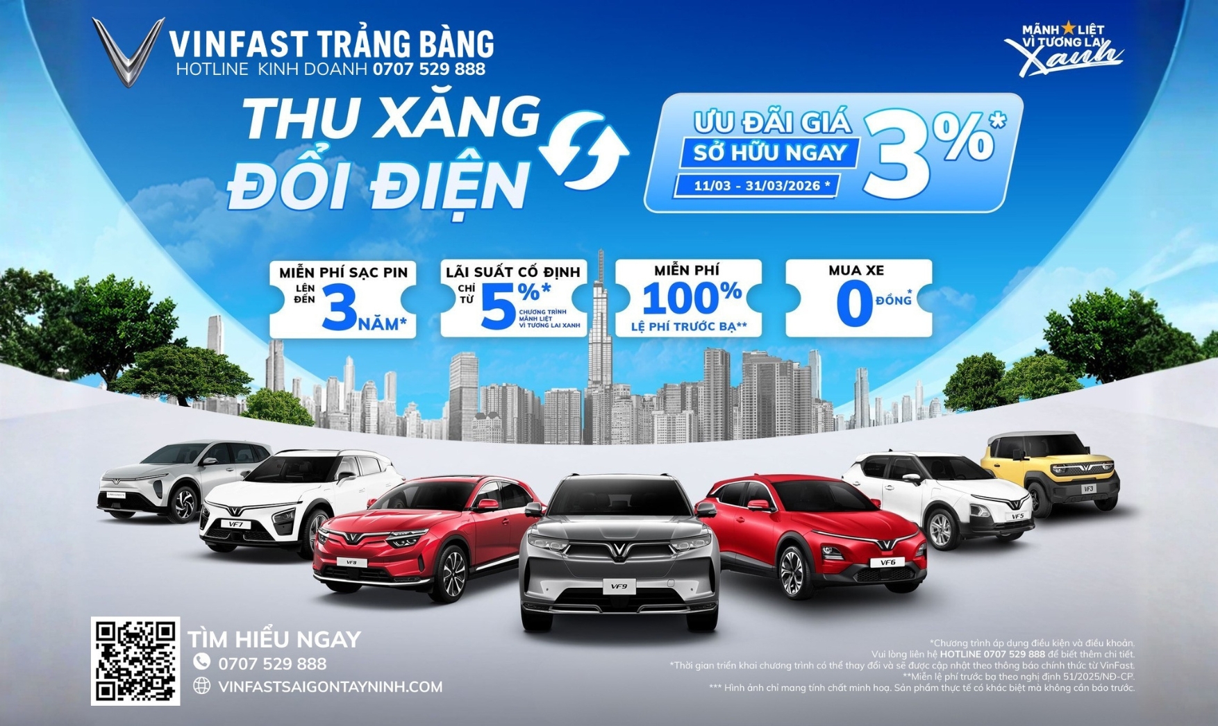 Mua Xe VinFast Trảng Bàng – Củ Chi | Ưu Đãi 3% Thu Xăng Đổi Điện